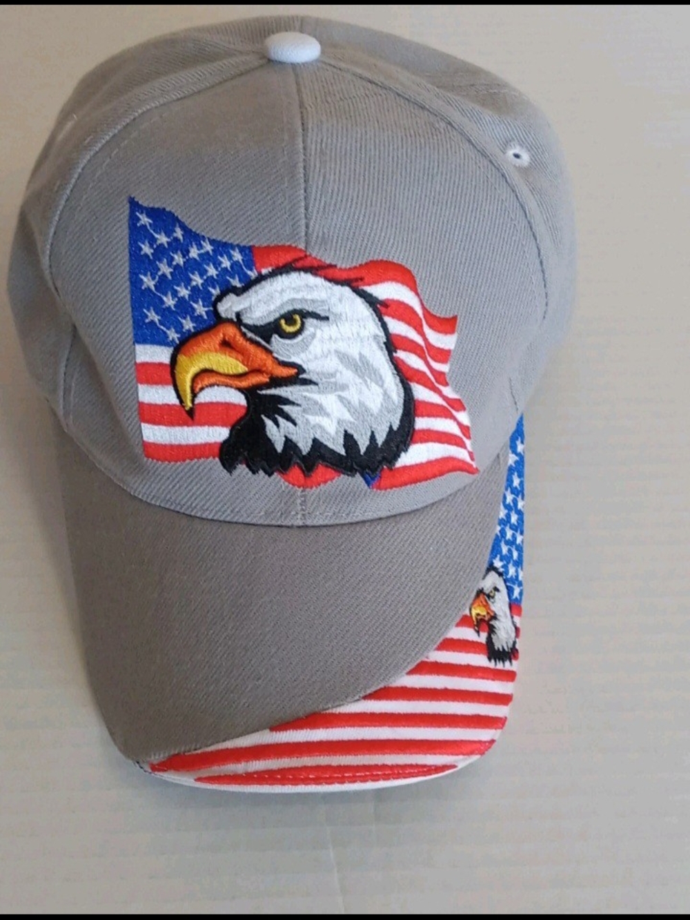 USA Bald Eagle Light Gray Cotton Blend Cap